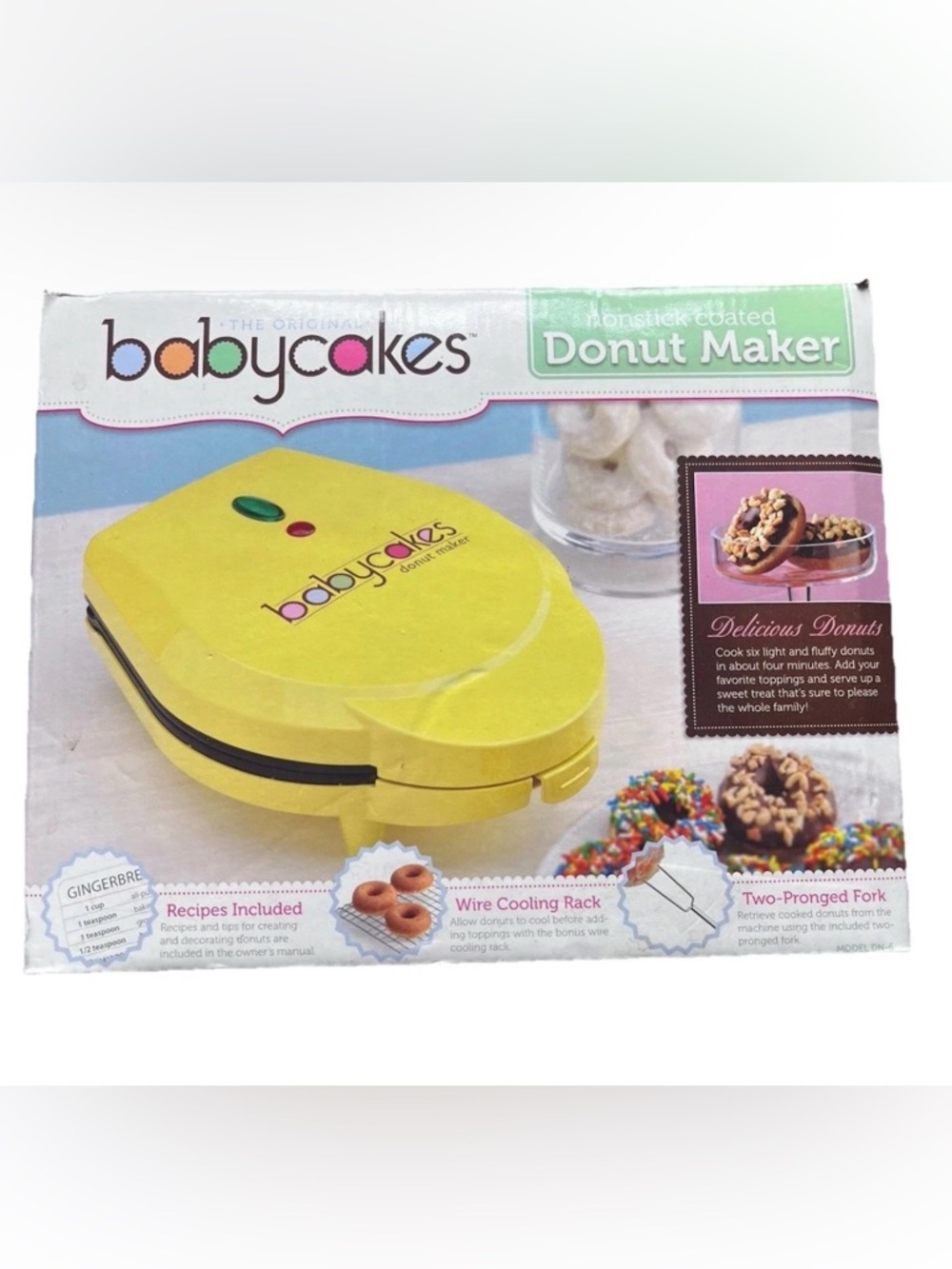 Babycakes Donut Maker DN-6 Mini Donut Baker 6 Count Electric Nonstick New